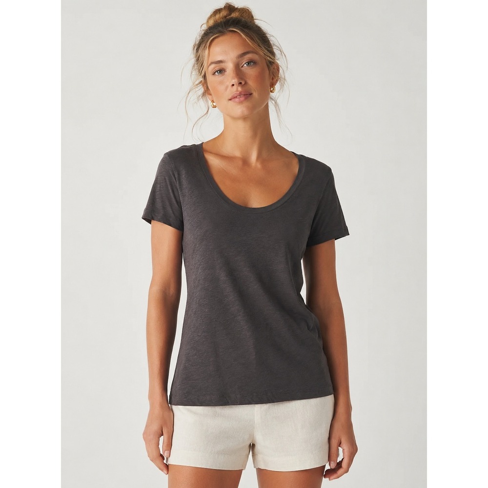 Banana Republic‎ Timeless Tee Women XS Dark Gray Charcoal Scoop Neck T-Shirt
